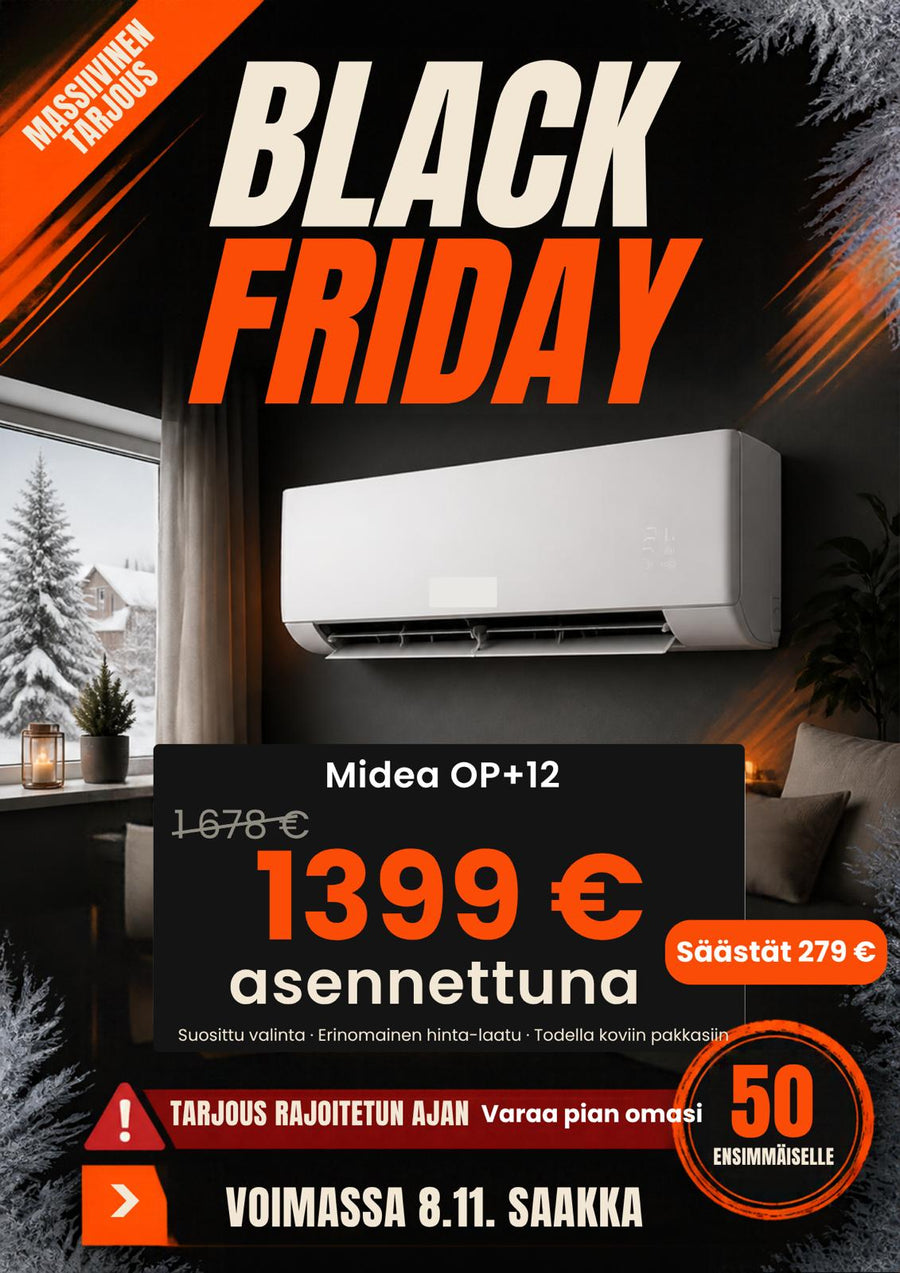 Midea OP+ 12 ilmalämpöpumppu asennettuna